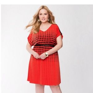 Lane Bryant Red and Black Polka Dot Dress Sz. 26/28